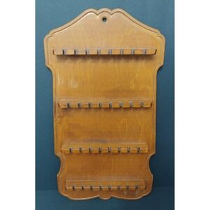 Vintage Wood Spoon Collection Rack Necklace Jewelry Holder 32 Slots Nice